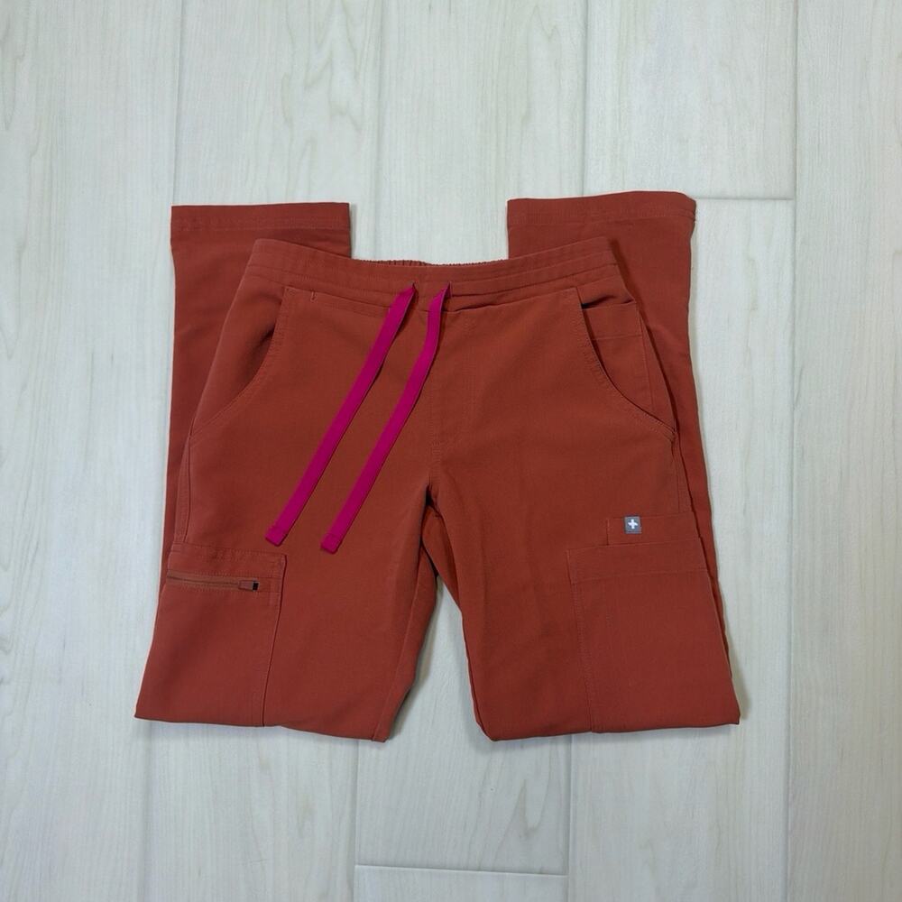 FIGS Terracotta Yola High Rise Slim Scrub Pants Orange Pink String Size Medium